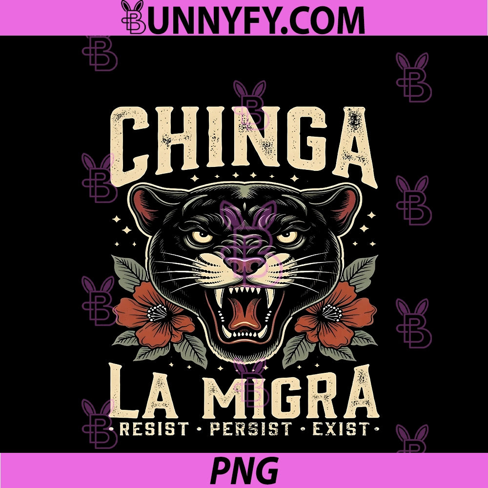 Chinga La Migra Panther PNG, Resist Human Rights PNG