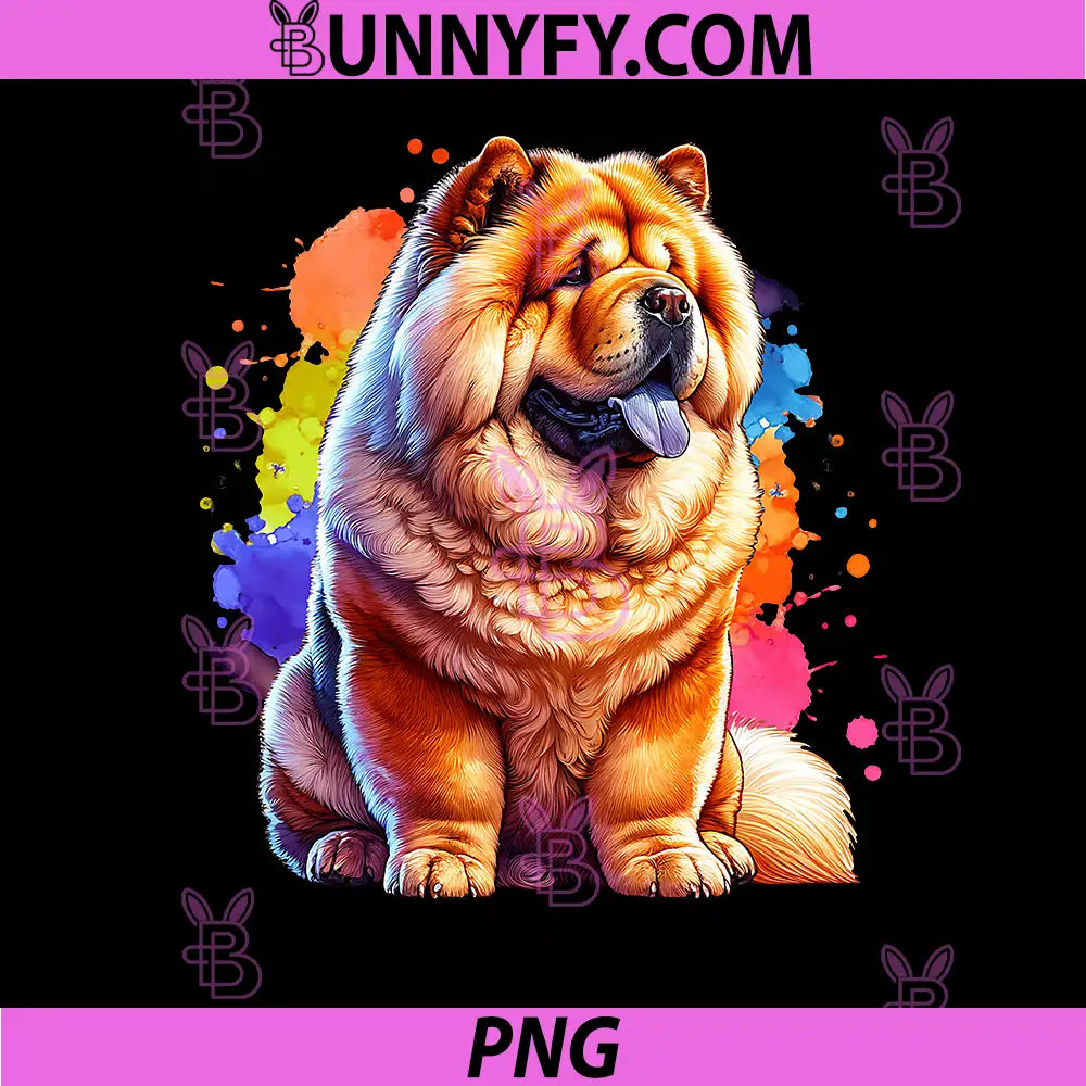 Chow Chow Dog Colorful Art PNG, Fluffy Chow Chow Watercolor Style PNG