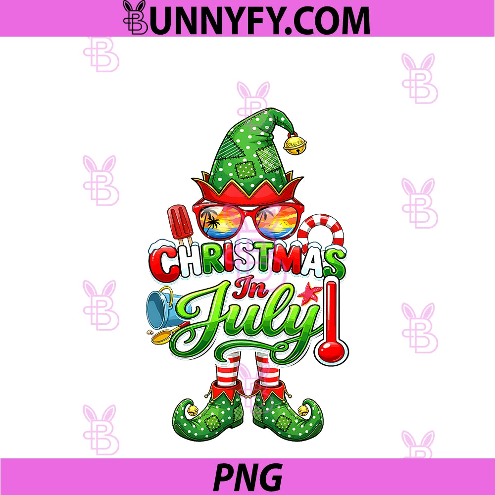 Christmas In July PNG, Elf Sunglasses Hawaiian Beach PNG
