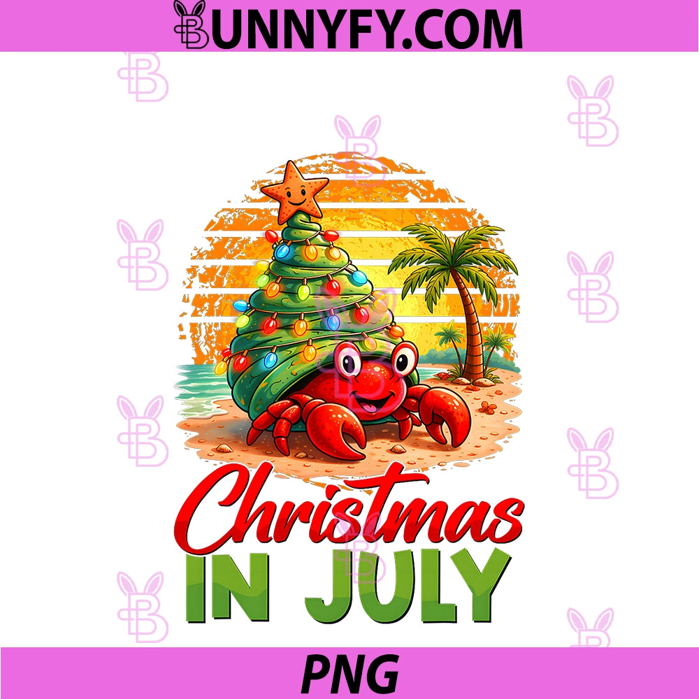 Christmas In July PNG, Funny Hermit Crab Xmas Tree Beach Summer PNG