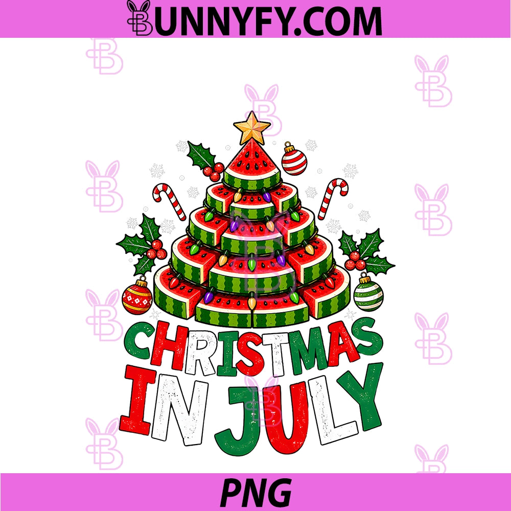 Christmas In July PNG, Watermelon Xmas Tree Summer PNG