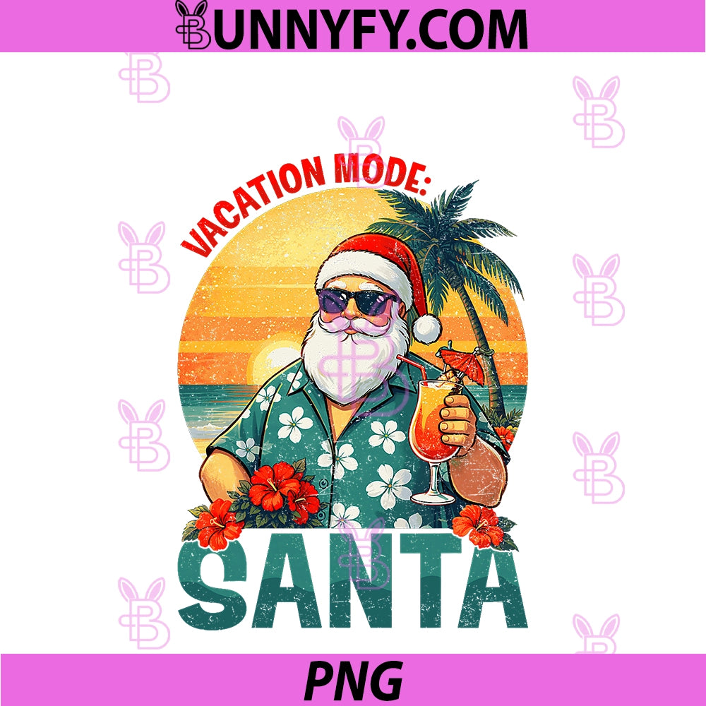 Christmas In July Vacation Mode PNG, Santa Hawaii Beach Summer PNG