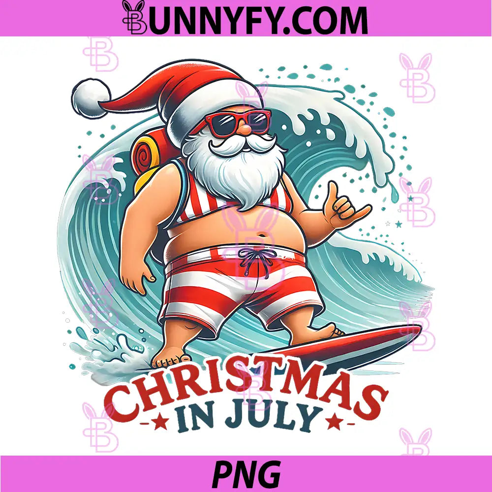 Christmas in July Funny PNG, Santa Summer Xmas PNG