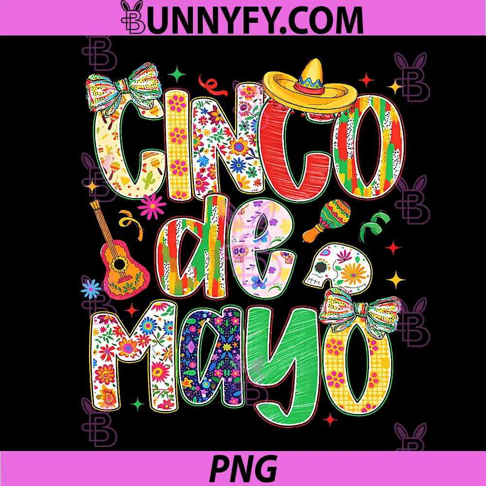 Cinco De Mayo Floral PNG, Fiesta Bow Sombrero PNG