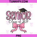 Class Of 2027 Pink Bow PNG, Senior Graduation Girls PNG