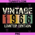 Vintage 1966 Limited Edition PNG, Classic 1966 Birthday Design PNG
