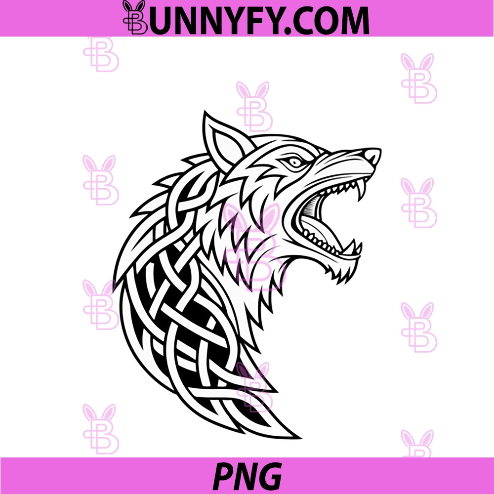 Classic Knotwork Fenrir PNG, Viking Wolf & Norse Mythology PNG