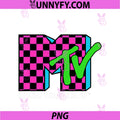 Classic MTV Logo Pink And Blue Checker PNG, Design PNG