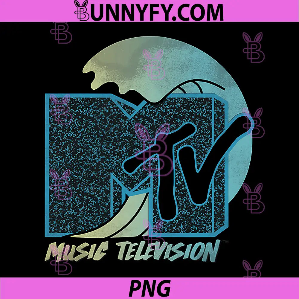 Classic MTV Logo Surfing Wave PNG, Music Television Retro Style Graphic PNG