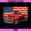 Classic Old Pickup Truck PNG, 4th of July Patriotic American Flag PNG