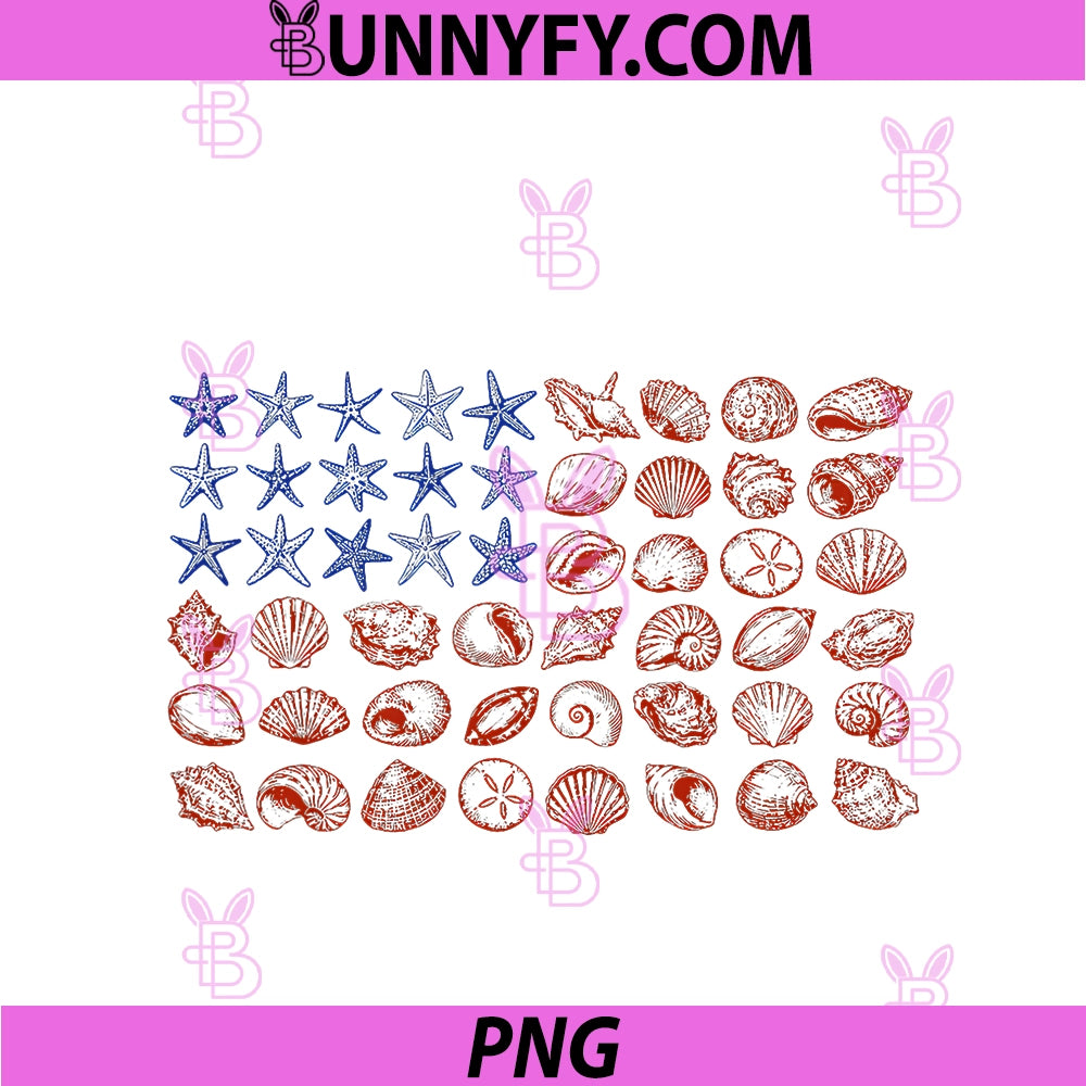 Coastal Shell American Flag PNG, 4th July USA 250 Years Freedom PNG