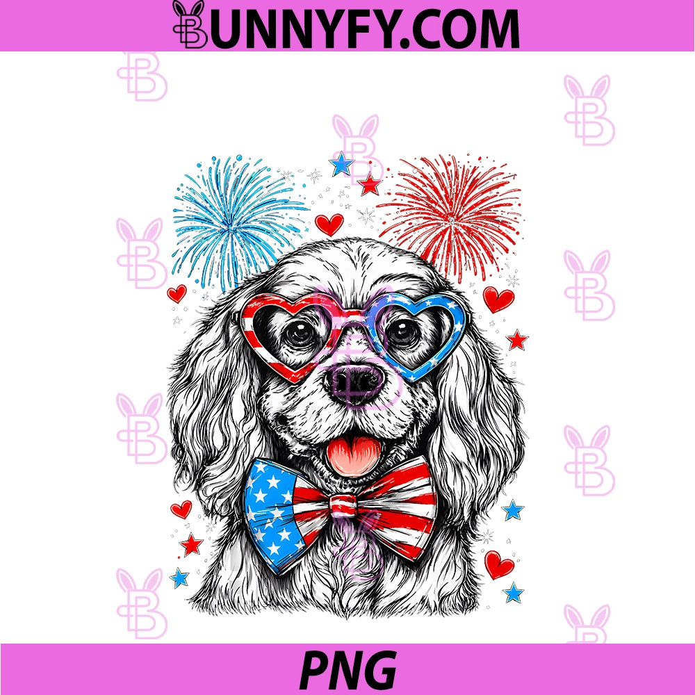 Cocker Spaniel America's 250th PNG, Patriotic Fireworks Animal PNG