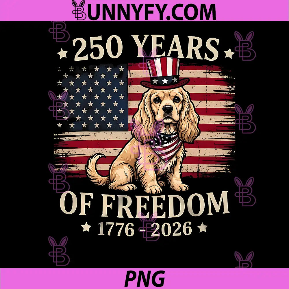 Cocker Spaniel Dog 250 Years of Freedom PNG, USA Flag 4th July PNG