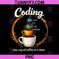 Coding One Cup At A Time PNG, Programmer Coffee Humor PNG