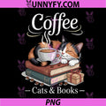 Coffee Cats and Books PNG, Cozy Calico Reader Love Cute Cat PNG