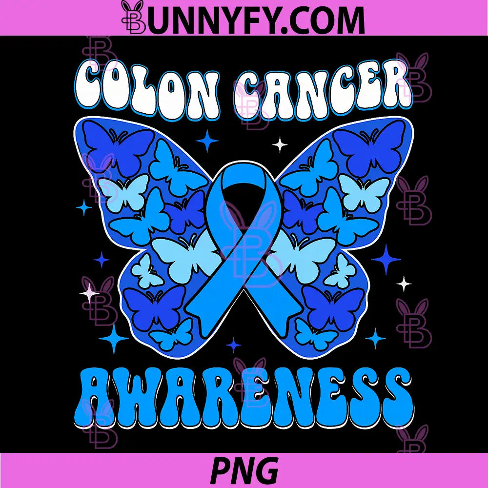 Colon Cancer Awareness PNG, Blue Ribbon Butterfly PNG