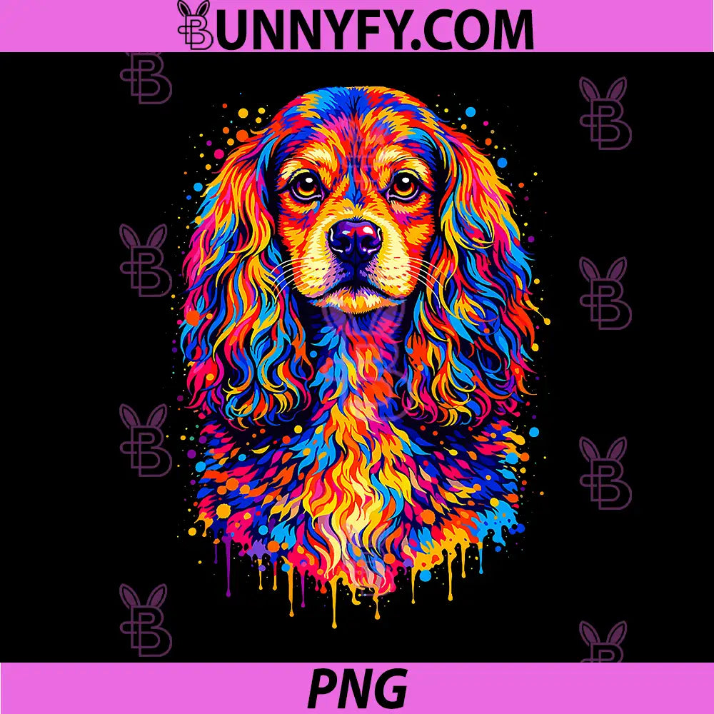 Colorful American PNG, Cocker Spaniel Dog Portrait PNG