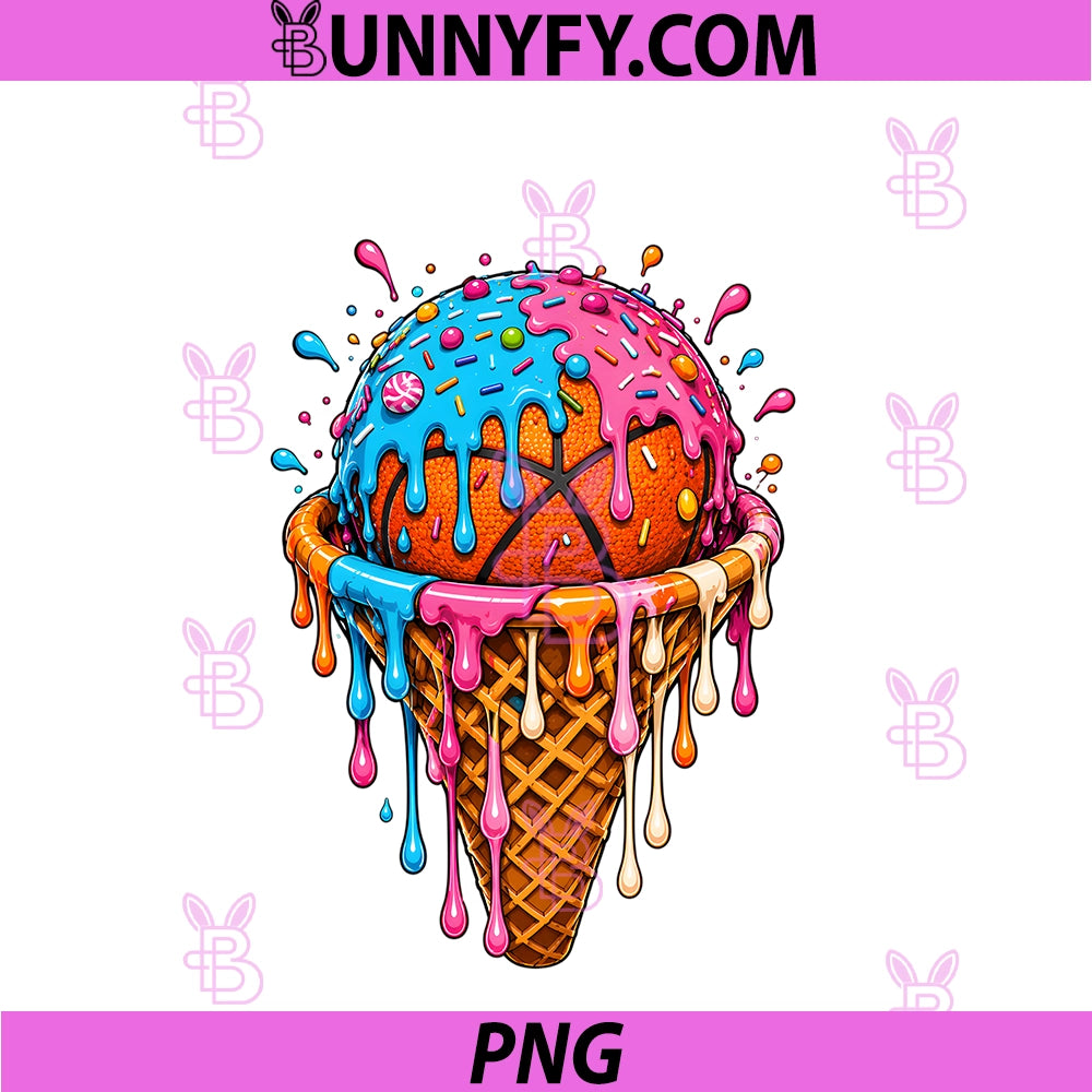Colorful Dripping PNG, Basketball Ice Cream PNG