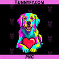 Colorful Golden Retriever Dog PNG, With Heart Rainbow Geometric PNG