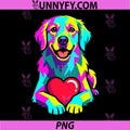 Colorful Golden Retriever Dog with Heart PNG, Rainbow Geometric PNG