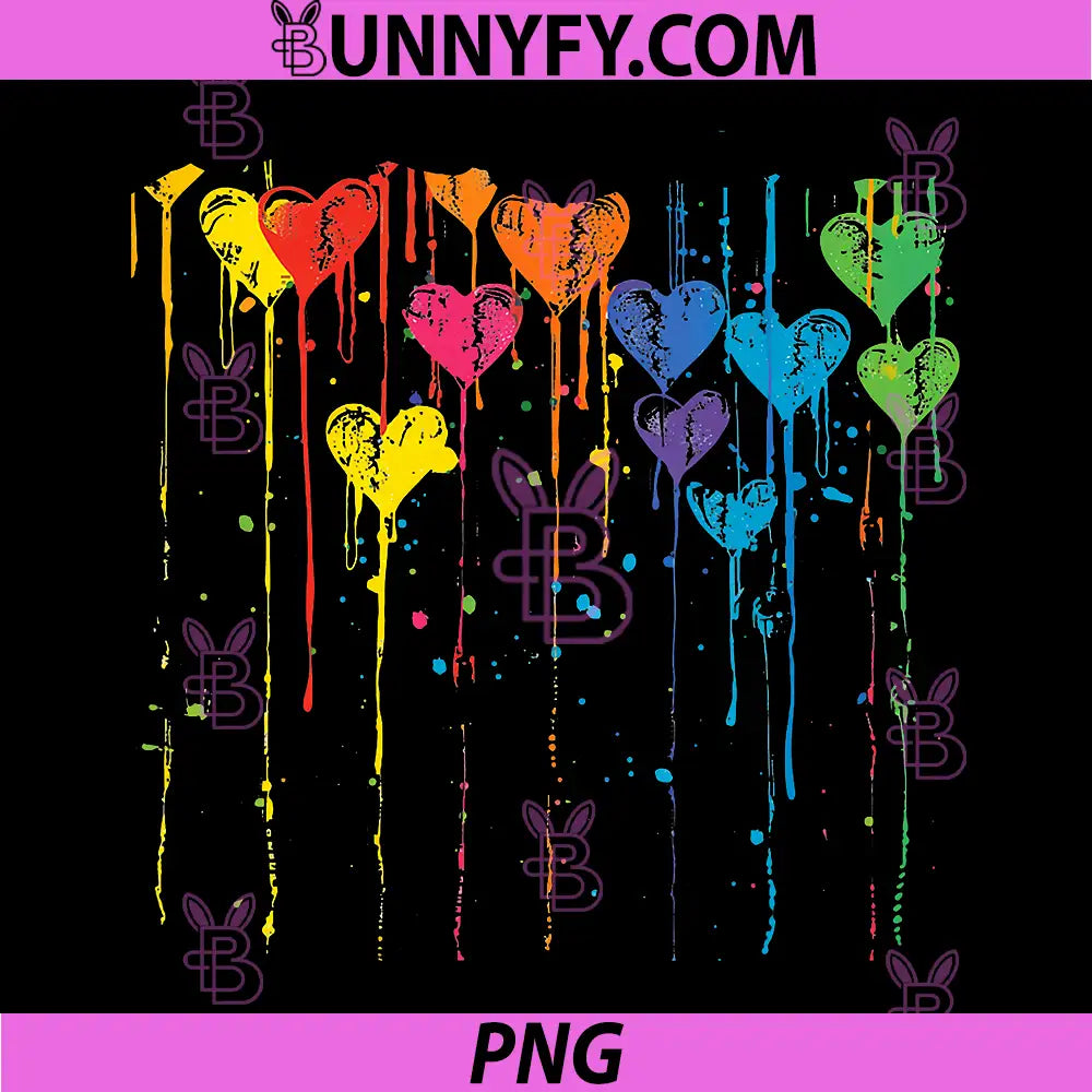 Colorful Hearts PNG, Dripping Paint Splatter PNG