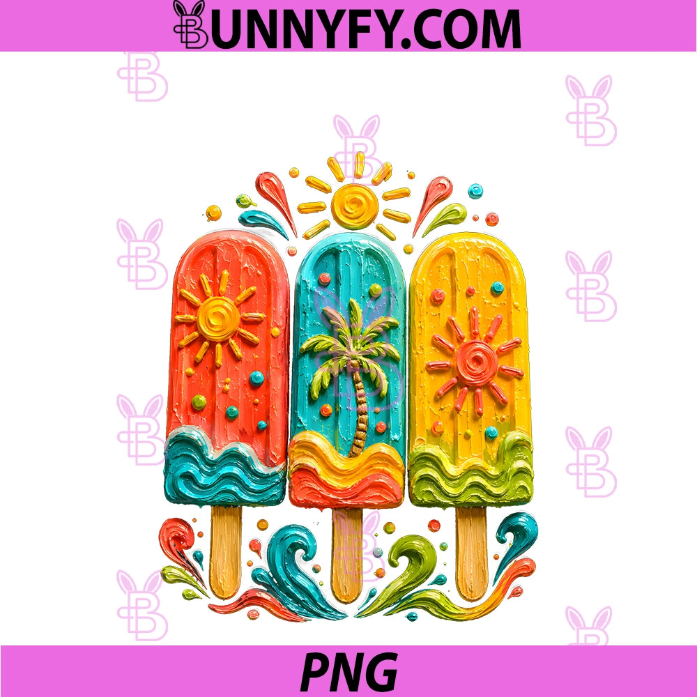 Colorful Tropical Popsicle Summer Vacation Art PNG, Design Performance PNG