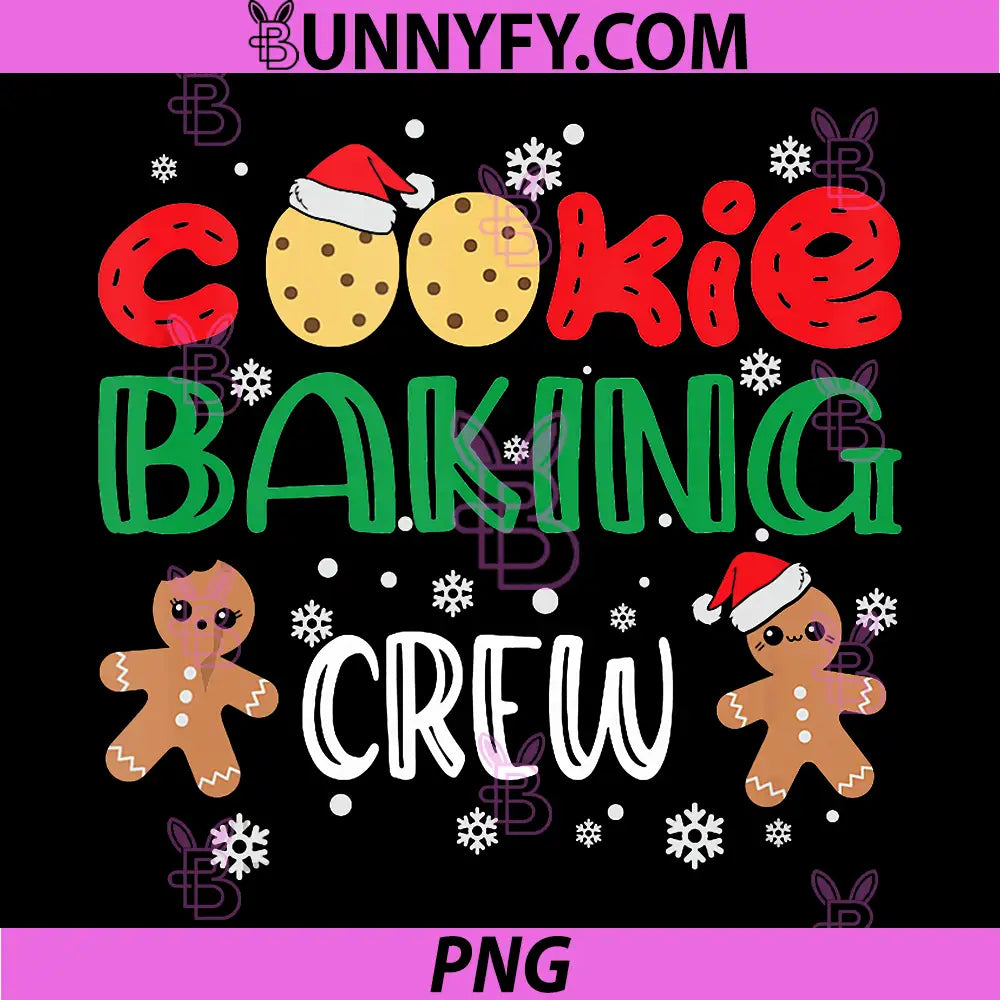 Cookie Baking Crew PNG, Gingerbread Men with Xmas Hats PNG