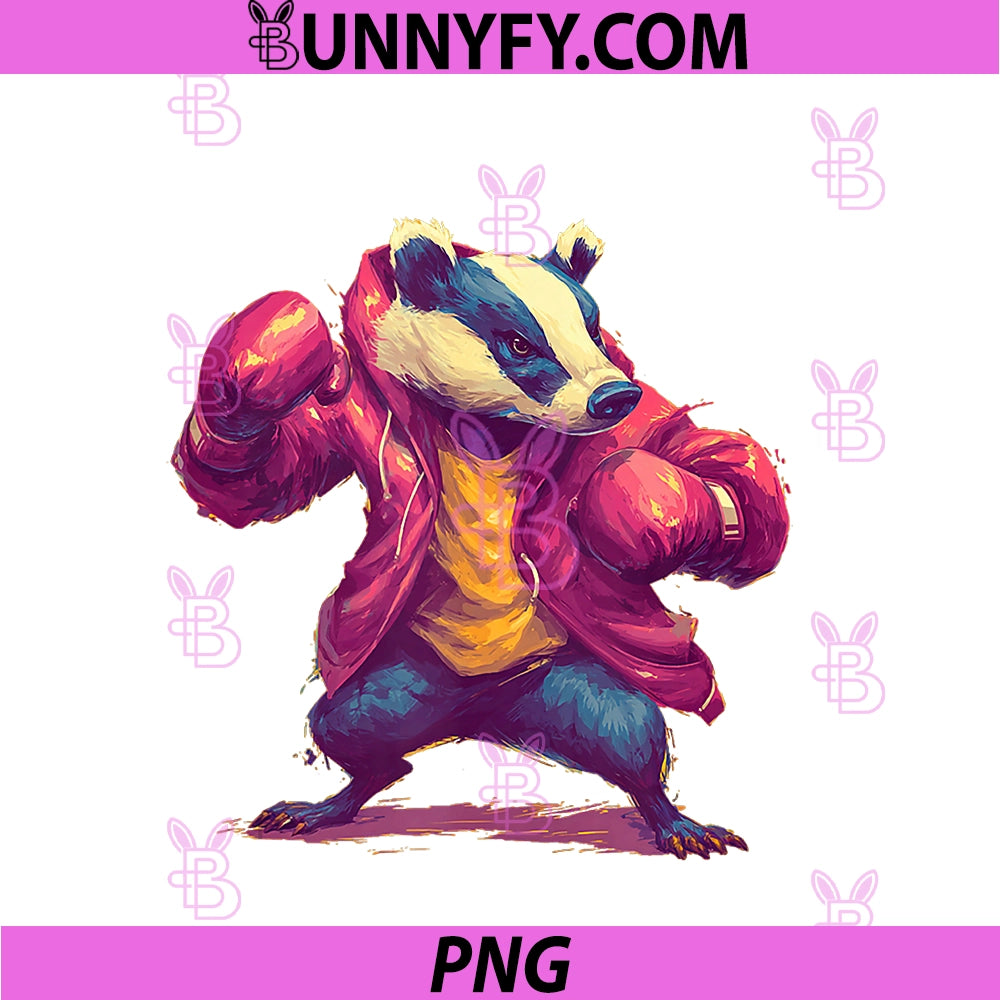 Cool Badger PNG, In Sweater And Boxing Gloves PNG