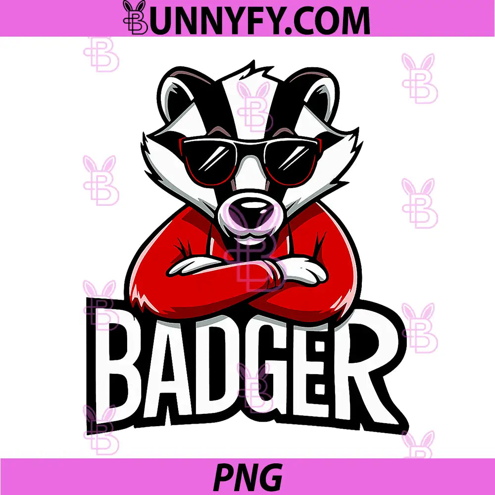 Cool Badgers Cartoon Sunglasses PNG, Fun Animal Graphic PNG