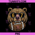 Cool Bear Football Sunglasses 67 Sports PNG, Funny six Seven Meme PNG