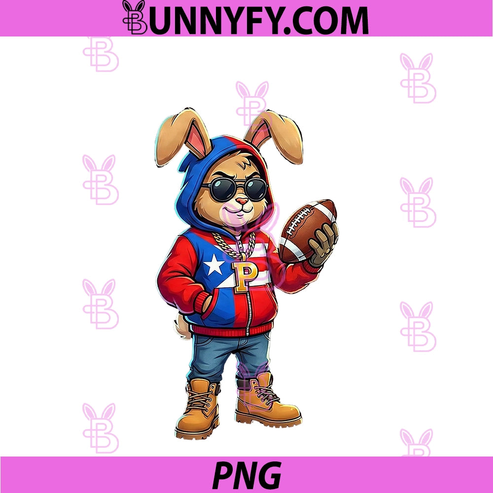 Cool Bunny Puerto Rican Flag PNG, Hoodie Outfit Vibes Boricua PNG