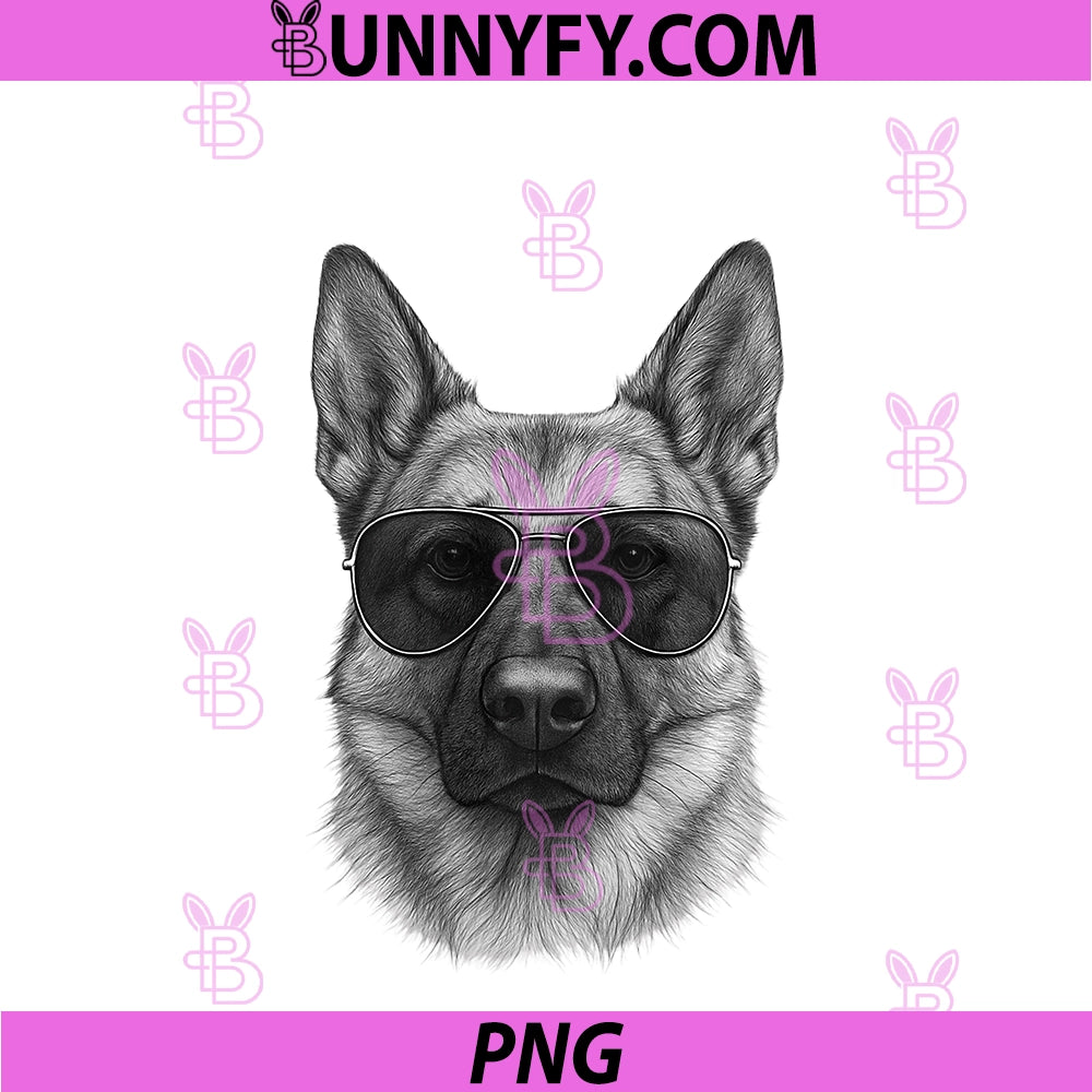 Cool German Shepherd Dog PNG, With Sunglasses PNG