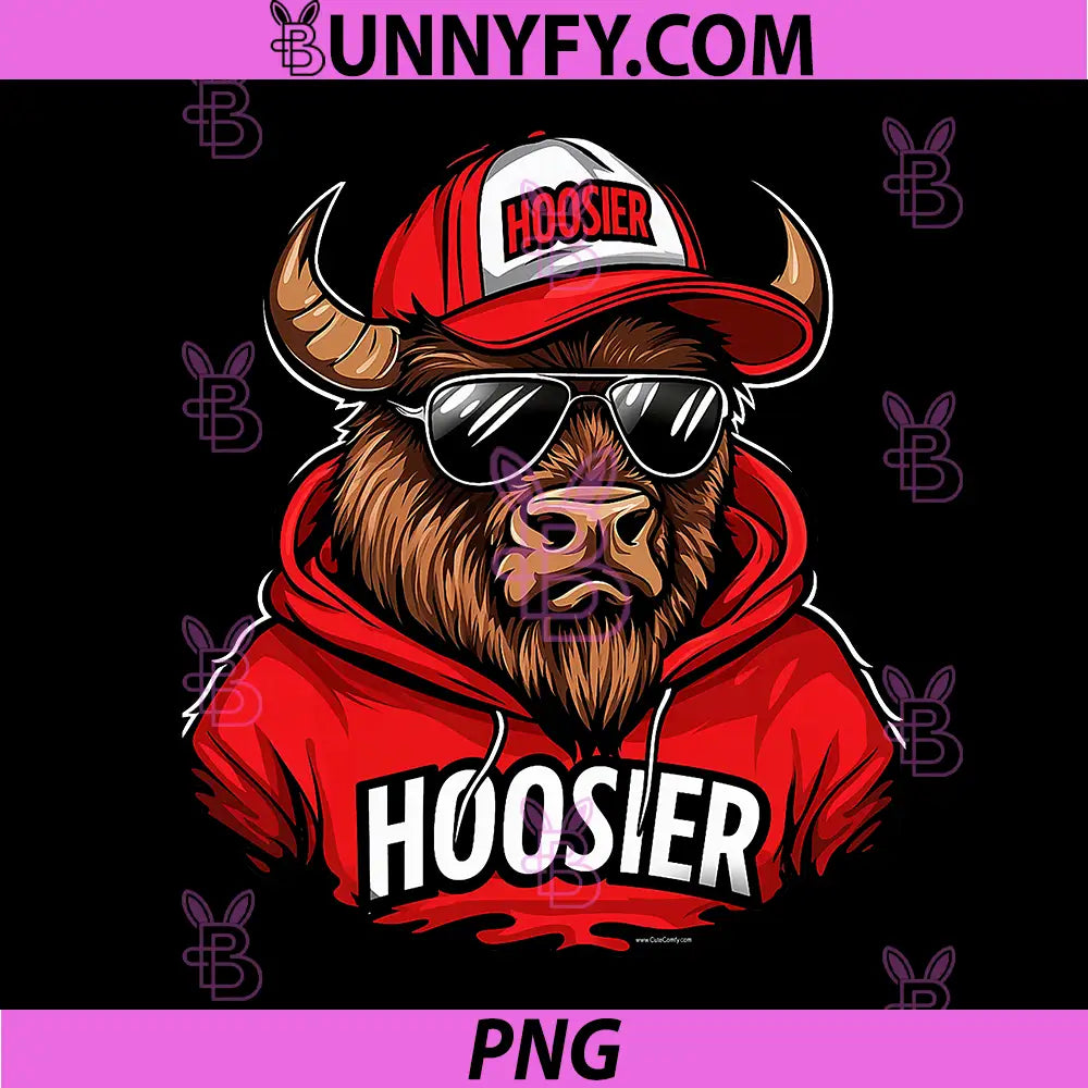 Cool Hoosier Guy PNG, Bison Throwback Retro Souvenir PNG