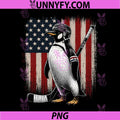 Cool Penguin Playing Hockey PNG, American Flag Patriotic Sports PNG