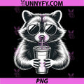 Cool Raccoon Wearing PNG, Raccoon Sunglasses Drinking Beverage PNG