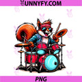 Cool Squirrel Drum Playing PNG, Drummer Squirrel And Drum Lover PNG