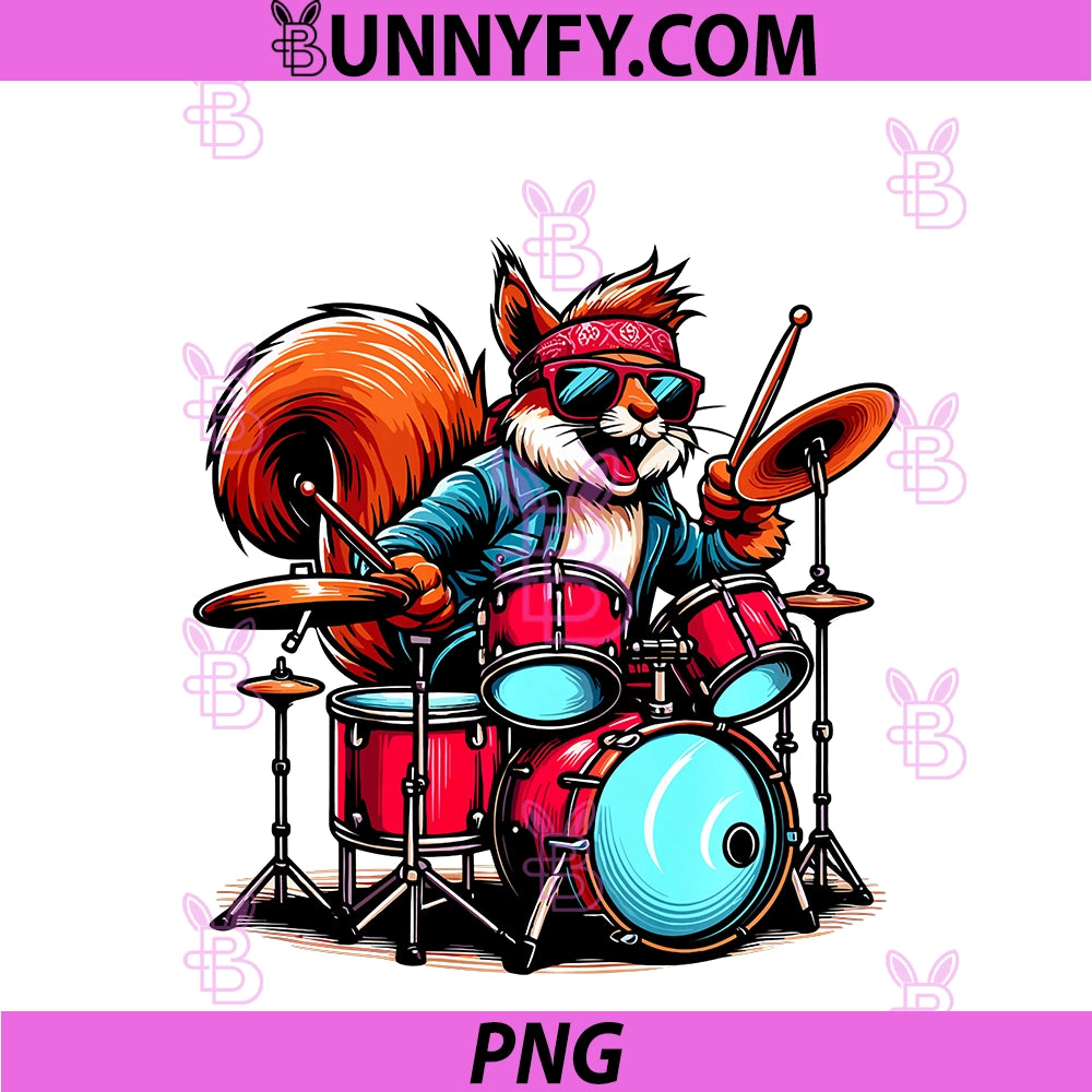Cool Squirrel Drum Playing PNG, Drummer Squirrel And Drum Lover PNG