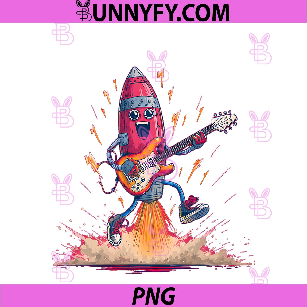 Cool Starting Rockstar Rocket Costume PNG, With Electric Guitar PNG