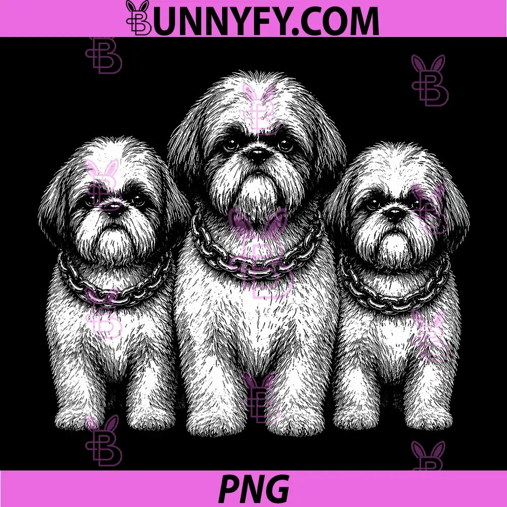 Cool Three Shih Tzu PNG, Dog Illustration PNG