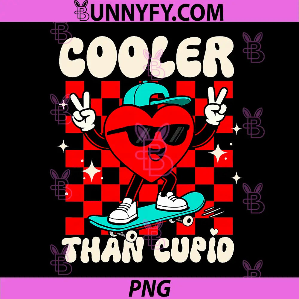 Cooler Than Cupid PNG, Valentine Skate Heart Cool Graphic PNG