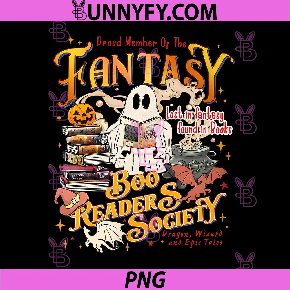 Fantasy Boo Reader Society Halloween PNG, Ghost Book Lover Fantasy PNG