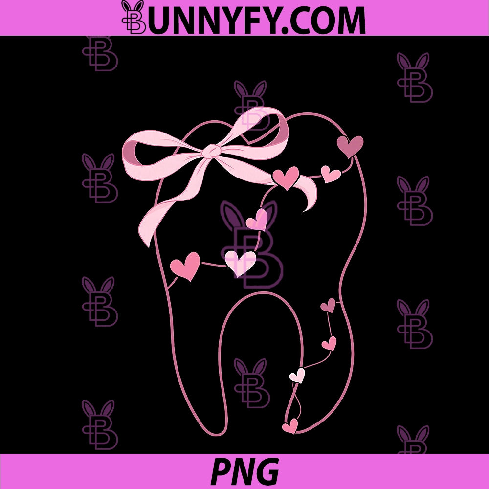 Coquette Bow Molar Dentist PNG, Dental Hygienist Valentine Day PNG