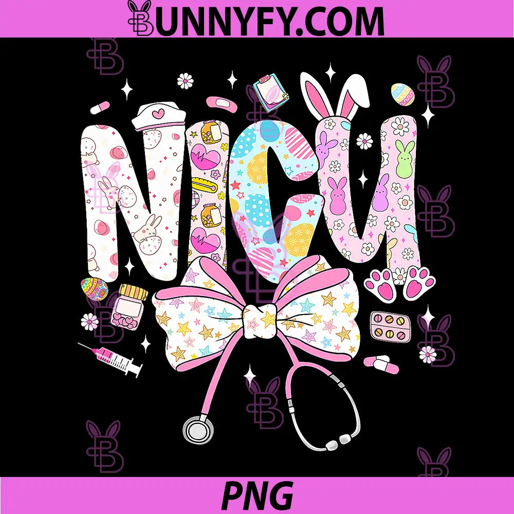 Coquette Bow NICU PNG, Nurse Crew Stethoscope PNG, Bunny Eggs Easter PNG