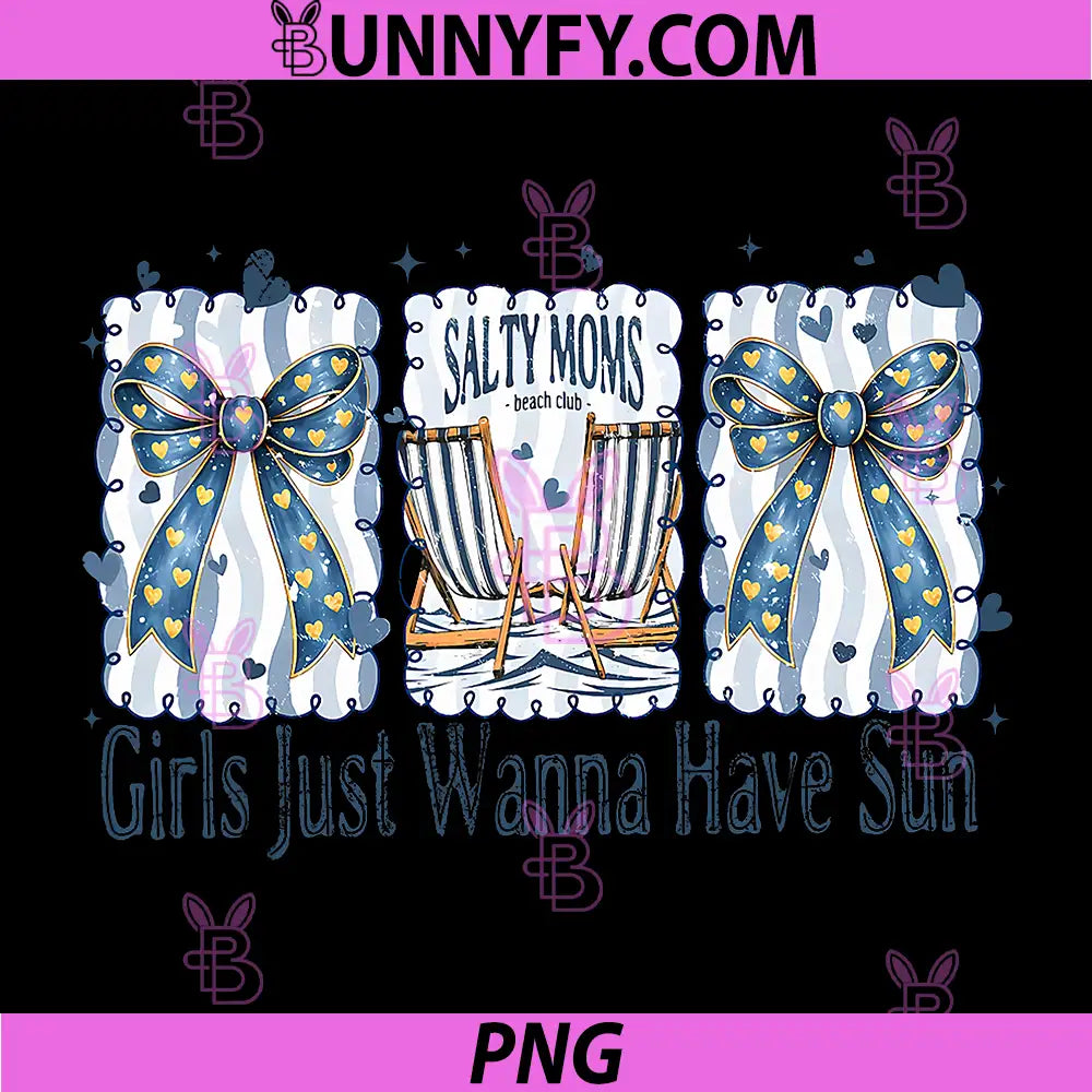 Coquette Bow Salty Moms PNG, Beach Club Summer Beach Trip PNG