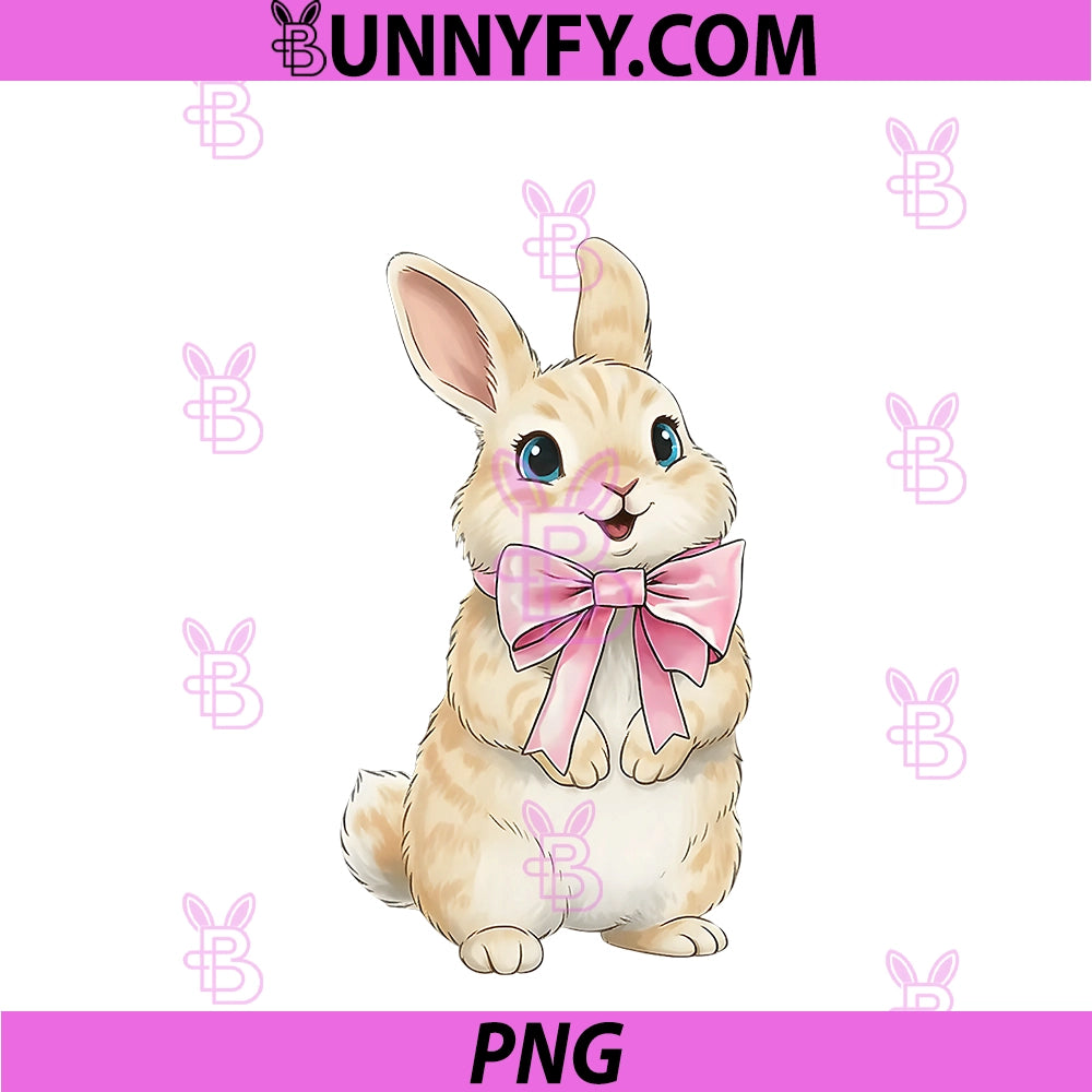 Coquette Bunny With Pink Ribbon Bow PNG, Funny Girls Valentine PNG