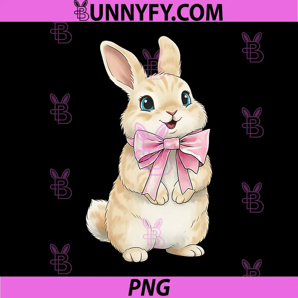 Coquette Bunny with Pink Ribbon PNG, Bow Funny Valentine PNG