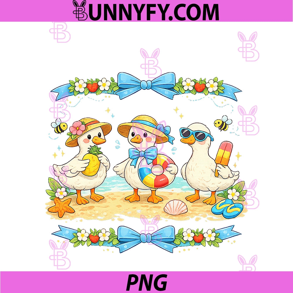 Coquette Cute Summer Goose, Beach Goose PNG, Goose Summer PNG
