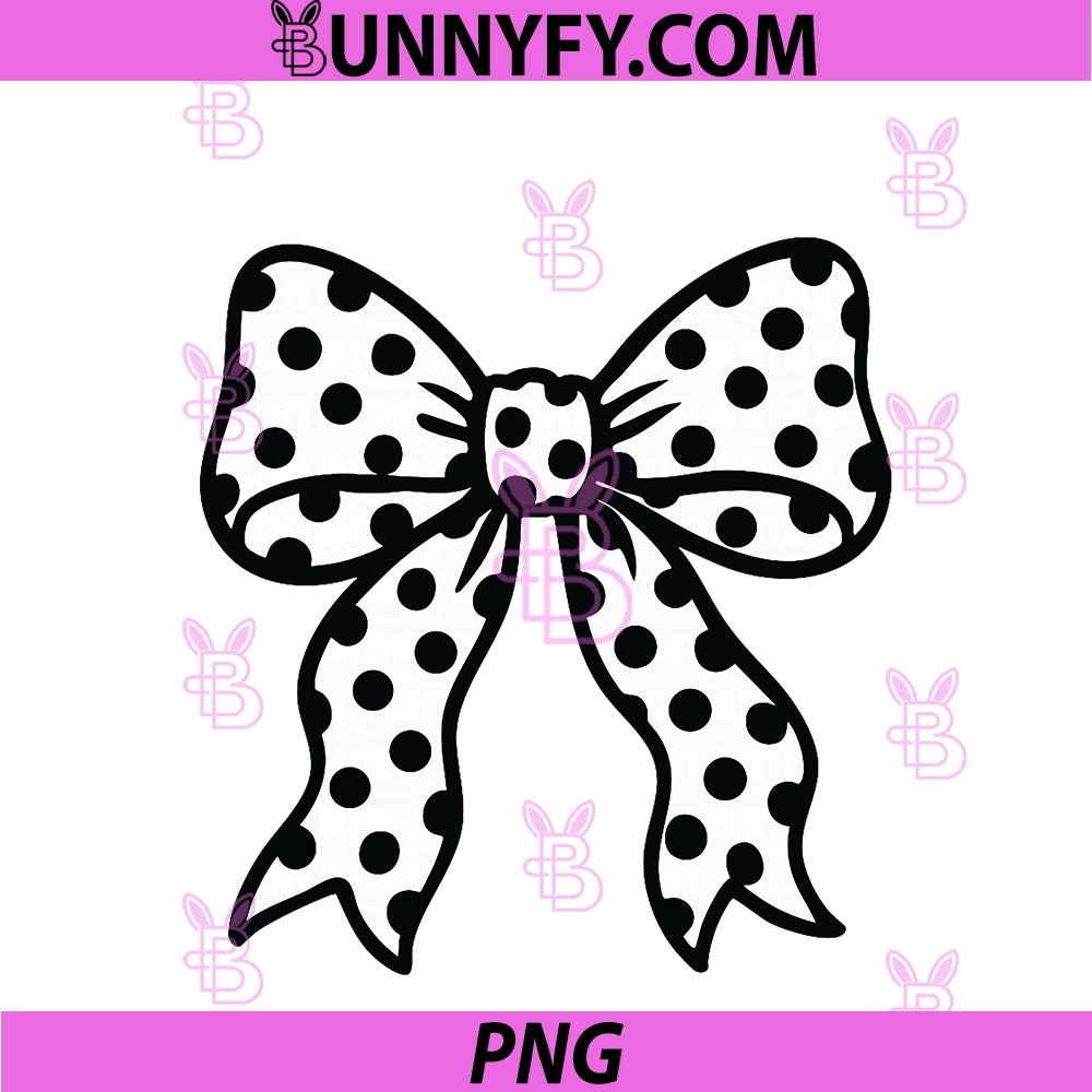Coquette Polka Dot Bow PNG, Black And White Aesthetic PNG