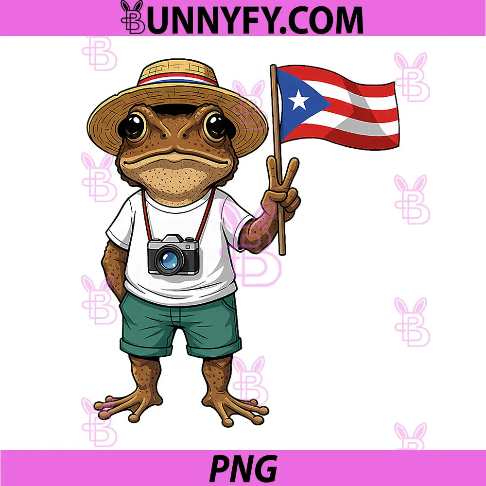 Coqui Frog Puerto Rico Flag PNG, Boricua Taino Cartoon Animal PNG