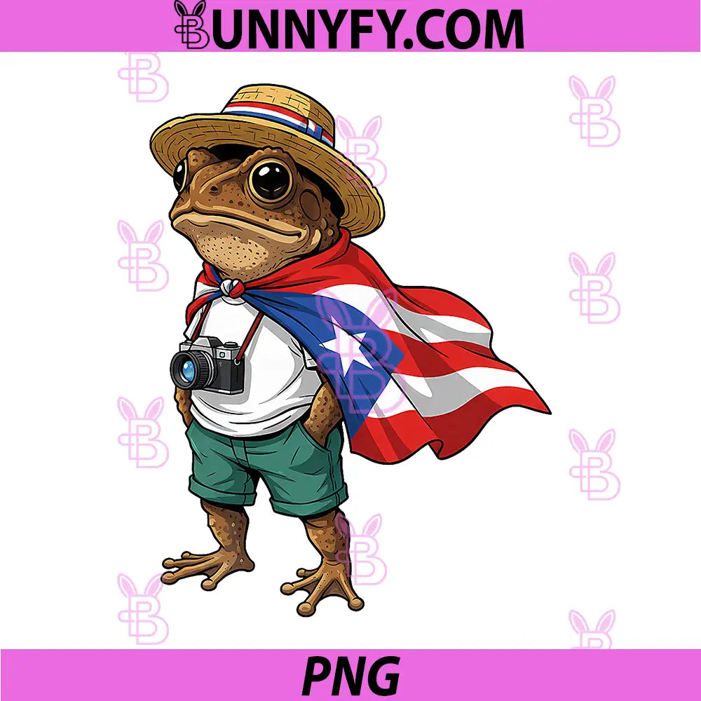 Puerto Rican Coqui Frog PNG, Puerto Rico Flag Character PNG